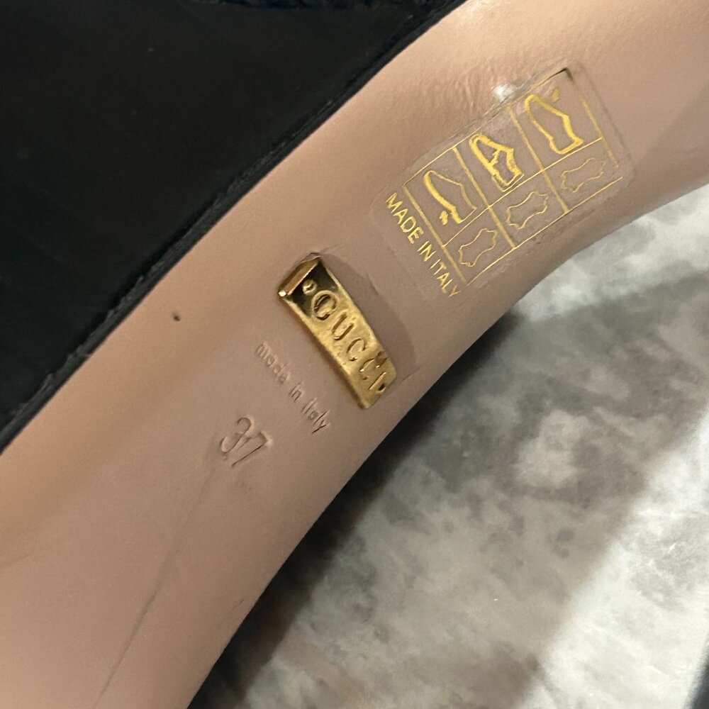 Gucci Black Platform Shoes with Gold Accents - Picture 7 of 7